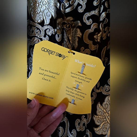 Black & Gold LONGLINE Overbust Corset - Picture 6 of 7